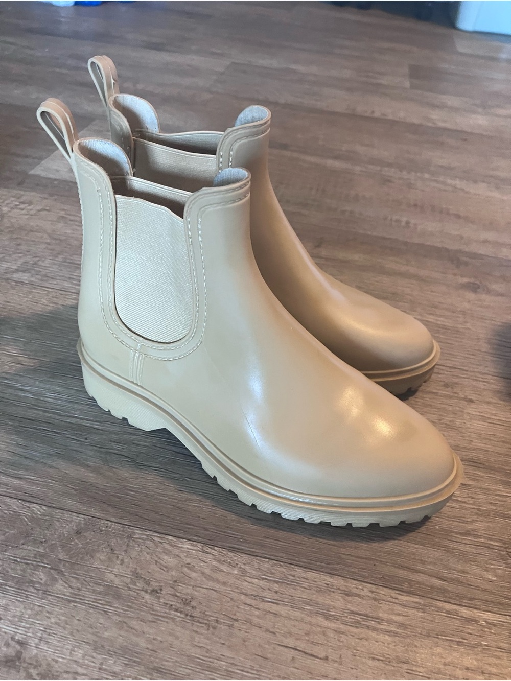 Beige Chelsea Rain Boots